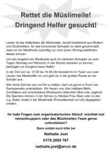 Rettet die Müslimeile!! Dringend Helfer gesucht!